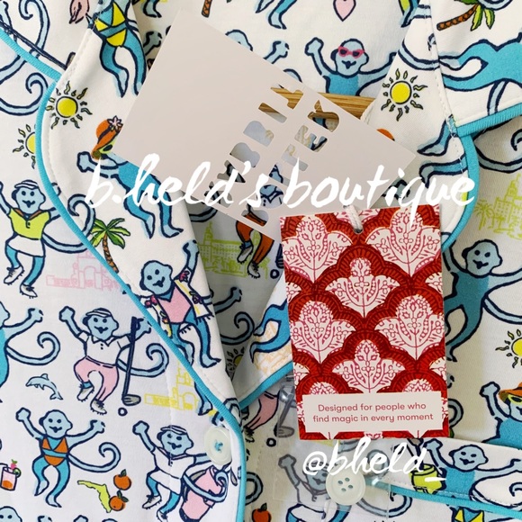 Roller Rabbit Palm Beach Monkey Polo Pajamas in Multi Monkey Size XS New NWT - Picture 4 of 16